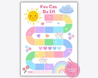 Rainbow Potty Training Reward Chart for Girls, Printable Sticker Chart, Toddler Behavior, Kids Incentive