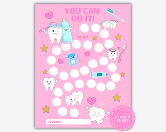 Brush Your Teeth Reward Chart Printable, Kids Reward Chart, Habit Tracker, Toddler Routine, Sticker Chart Girl, Good Behavior Chart