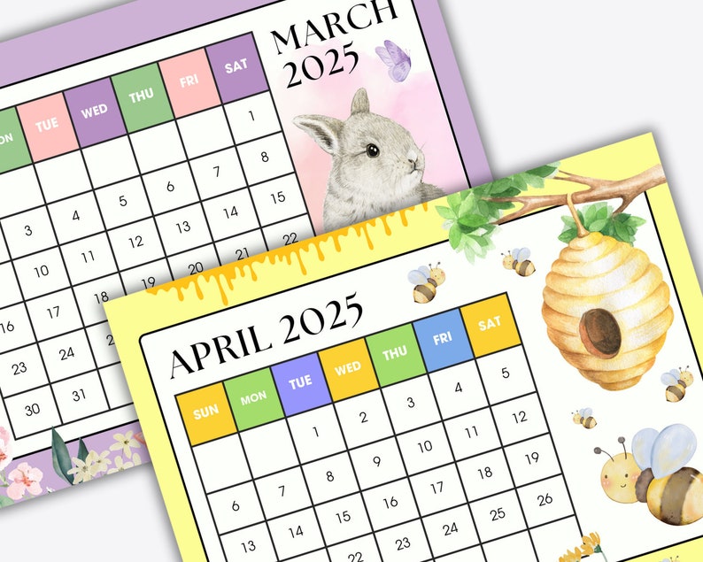 2025 Calendar Printable Calendar Pages, 2025 School Calendar Kids