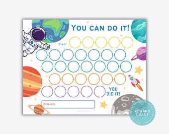 Outer Space Reward Chart, Planets & Stars Kids Behavior Tracker