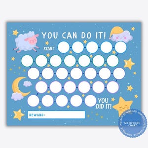 Printable Night Reward Chart, Sleep Sticker Chart, Bedtime Reward Chart, Nighttime Routine, Toddler Reward Chart, Behavior Chart