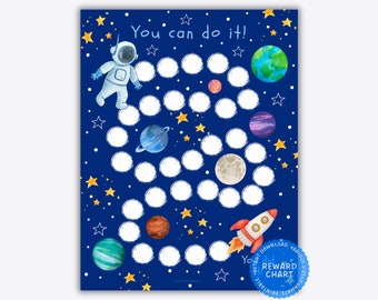 Space Reward Chart, Kids Reward Chart, Printable Sticker Chart, Boys Behavior Chart, Potty Training Chart, Habit Tracker, Goals, Classroom