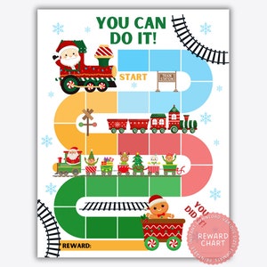 Tableau des récompenses du train, tableau des autocollants de Noël, tableau des récompenses pour les enfants, tableaux de comportement pour la salle de classe, tableau de l'apprentissage de la propreté du train, vacances du père Noël