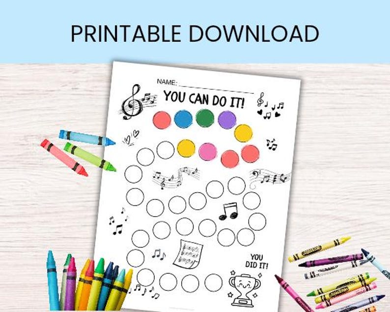 Music Reward Chart Printable | Practice Tracker Sticker Chart for Piano ...