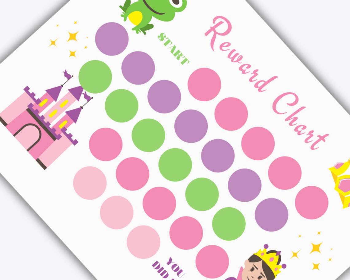 Printable Princess Reward Chart Girls Potty Training Sticker - Etsy