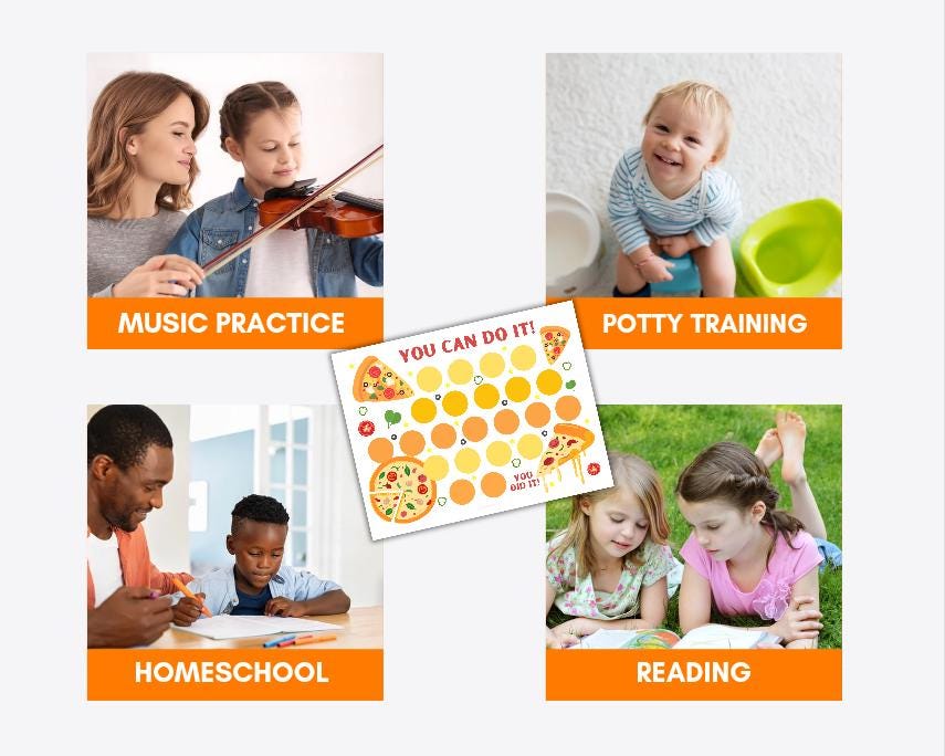 Pizza Reward Chart Printable Pizza Reward Chart: Kids Behavior & Potty Training (PDF) - Etsy