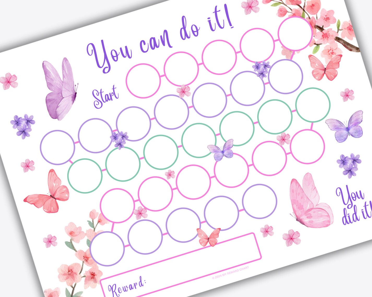 Butterfly Spring Reward Chart: Potty Training, Behavior (PDF, PNG, JPG ...