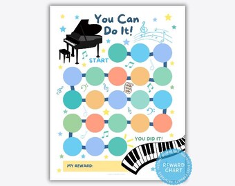 Piano Practice Reward Chart: Kids Music Lesson Tracker (PDF Downloadable File)