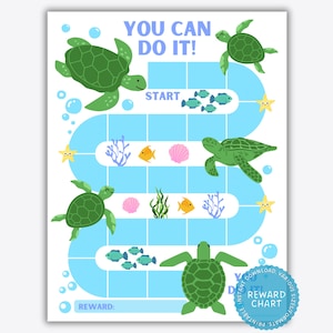 Sea Turtle Reward Chart: Kids Potty Training, Classroom Incentive (PDF)