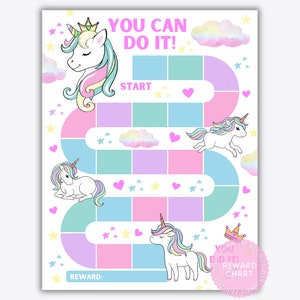 Einhorn-Regenbogen-Belohnungstabelle für Kinder, Kinder-Belohnungstabelle, niedliche Einhorn-Aufkleber-Karte, Töpfchen-Karte für Mädchen, Mädchen-Töpfchen-Karte