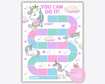 Eenhoorn regenboogbeloningstabel voor kinderen, kinderbeloningstabel, schattige eenhoorn stickerkaart, zindelijkheidstraining voor meisjes, zindelijkheidstabel meisjes