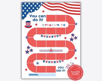 Patriotic USA Reward Chart: Toddler Habit Tracker (PDF)