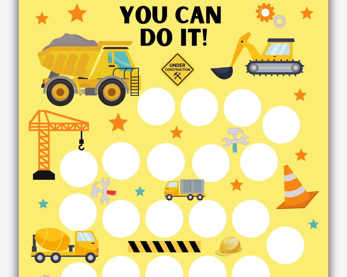 Construction Truck Reward Chart Printable, Potty Training Chart ...