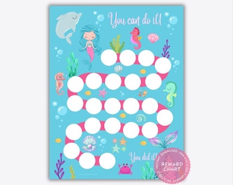 Mermaid Reward Chart: Toddler Sleep & Potty Training (PDF)