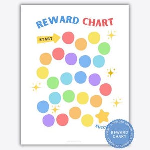 Printable Reward Chart for Kids, Behavior Sticker Chart, Habit Tracker for Home, Preschool, Toddler, Classroom Use