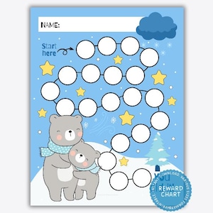 Tableau des récompenses hivernales, Tableau des récompenses pour enfants, Tableau des autocollants, Tableau des primes, Indicateur de progression, Tableau des objectifs, Tableau des prix, Tableau des étoiles