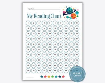 Space-Themed 100-Day Reading Chart, Kids Reading Tracker (Digital Download)