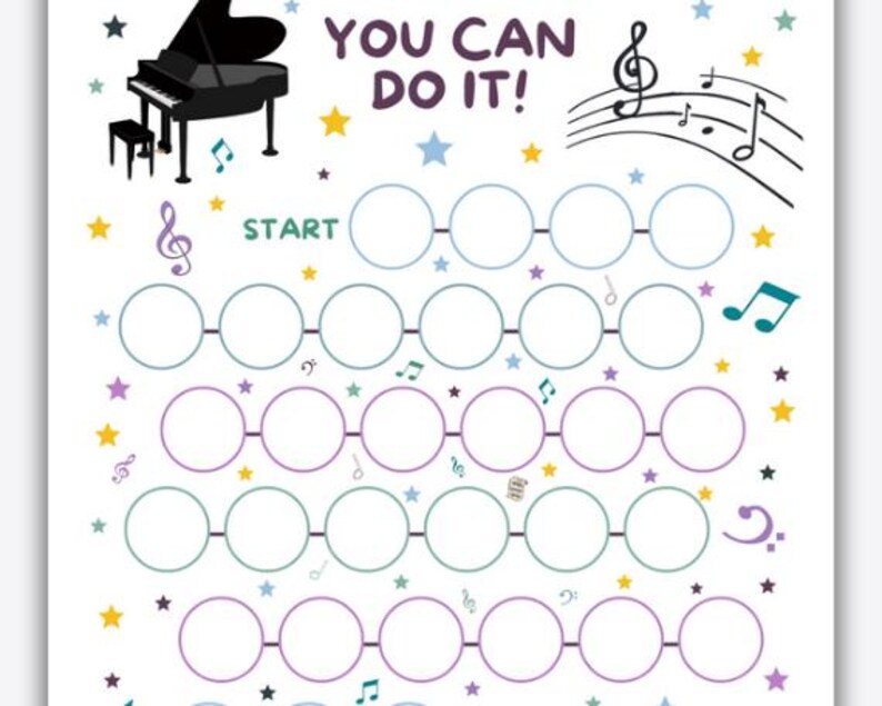 Piano Practice Reward Chart for Kids: Music Tracker (printable PDF) - Etsy
