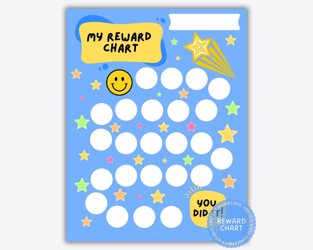 Kids Reward Chart Printable, Sticker Chart for Classroom, Preschool