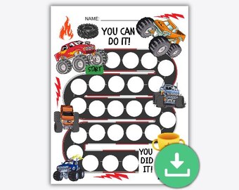 Positive Behavior Chart for Boys, Monster Truck Printable Reward Chart, Chore Routine Tracker, Preschool Incentive Chart PDF
