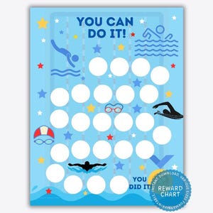 Schwimm-Belohnungstabelle, Sportbelohnungstabelle, Aufklebertabelle für Athleten, Verhaltenstabelle, Zielfestlegungstabelle, Motivationstabelle