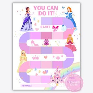 Quadro de Recompensas de Princesa para Meninas, Rastreador de Comportamento Imprimível (PDF)