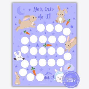 Sleep Training Reward Chart, Bunny Sticker Chart, Bedtime Reward Chart, Nighttime Routine, Toddler Reward Chart, Behavior Chart Printable
