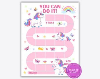 Unicorn Rainbow Reward Chart for Kids, Kids Reward Chart, Cute Unicorn Sticker Chart, Potty Training Chart for Girls, Girls Potty Chart