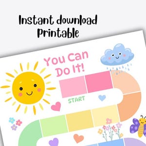Tabella di addestramento al vasino "Sole e Arcobaleno" per bambine, tabella dei premi stampabile, tracker di attività e vasino in colori pastello, download digitale, routine prescolare immagine 4
