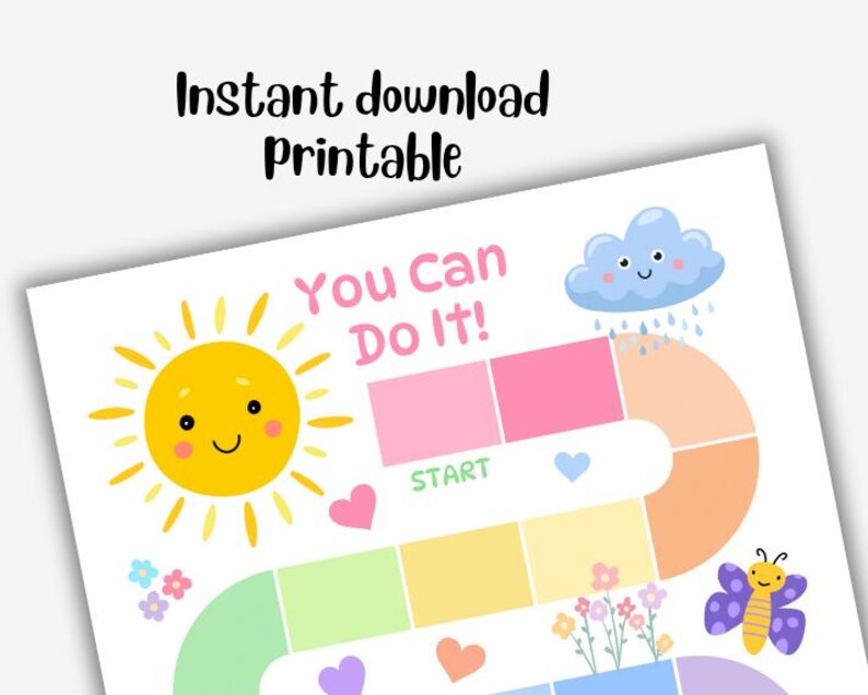 Tabella di addestramento al vasino "Sole e Arcobaleno" per bambine, tabella dei premi stampabile, tracker di attività e vasino in colori pastello, download digitale, routine prescolare immagine 4