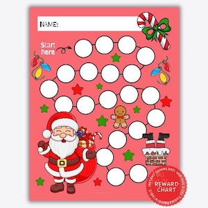 Cuadro de recompensas de Papá Noel, cuadro de calcomanías navideñas, seguimiento de hábitos, preescolar, educación en el hogar, descarga digital instantánea imprimible, cuadro de entrenamiento para ir al baño