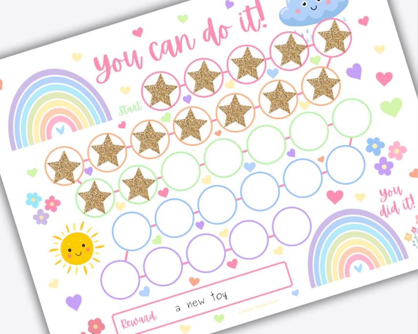 Rainbow Reward Chart, Potty Training Chart Download, Printable Reward ...