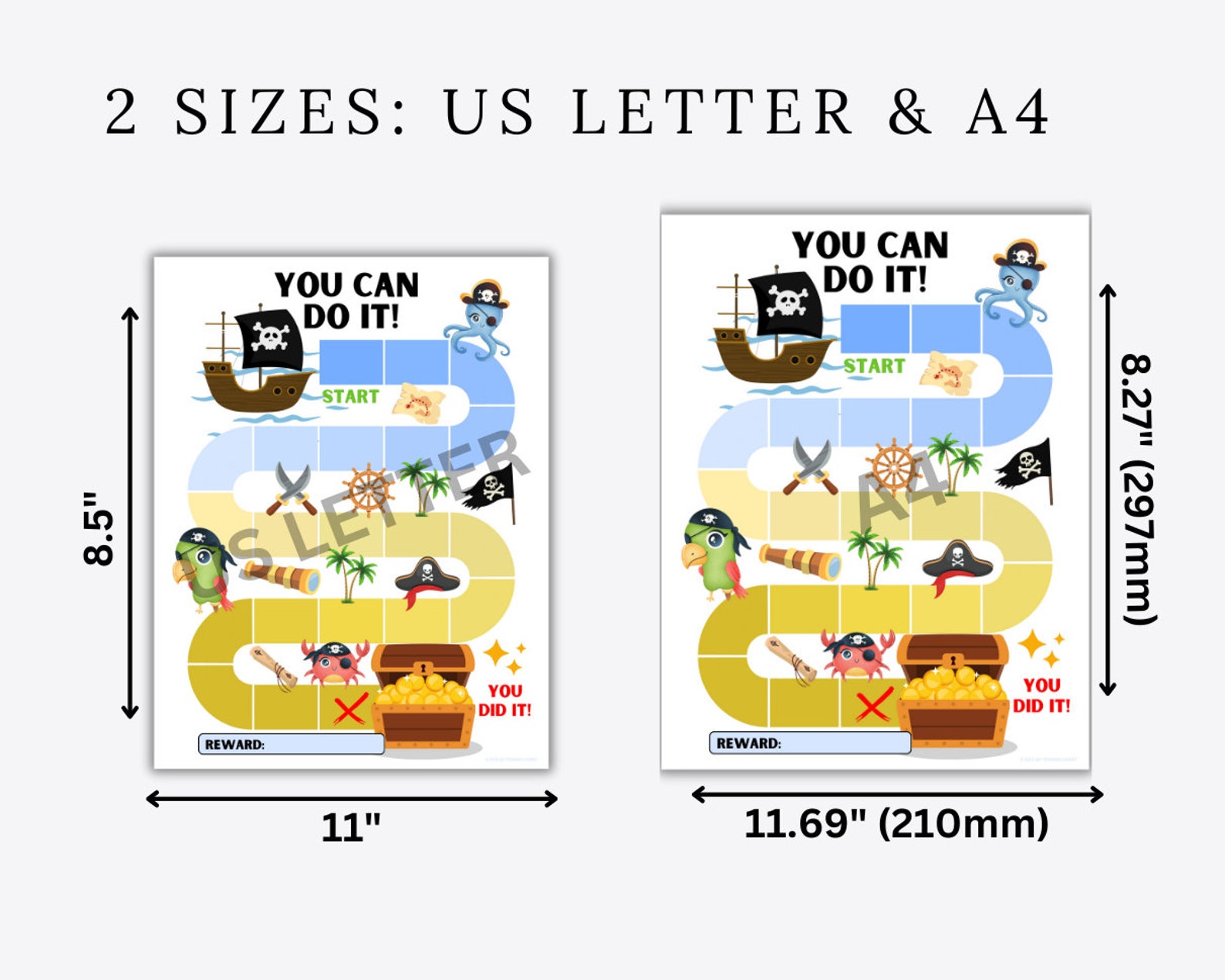 Pirate Reward Chart Printable, Kids Treasure Chest Potty Training Chart ...