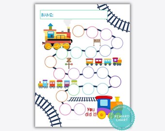 Train Reward Chart for Kids – Printable Sticker Chart, Toddler Behavior Tracker, Train Theme Motivation, Instant Download