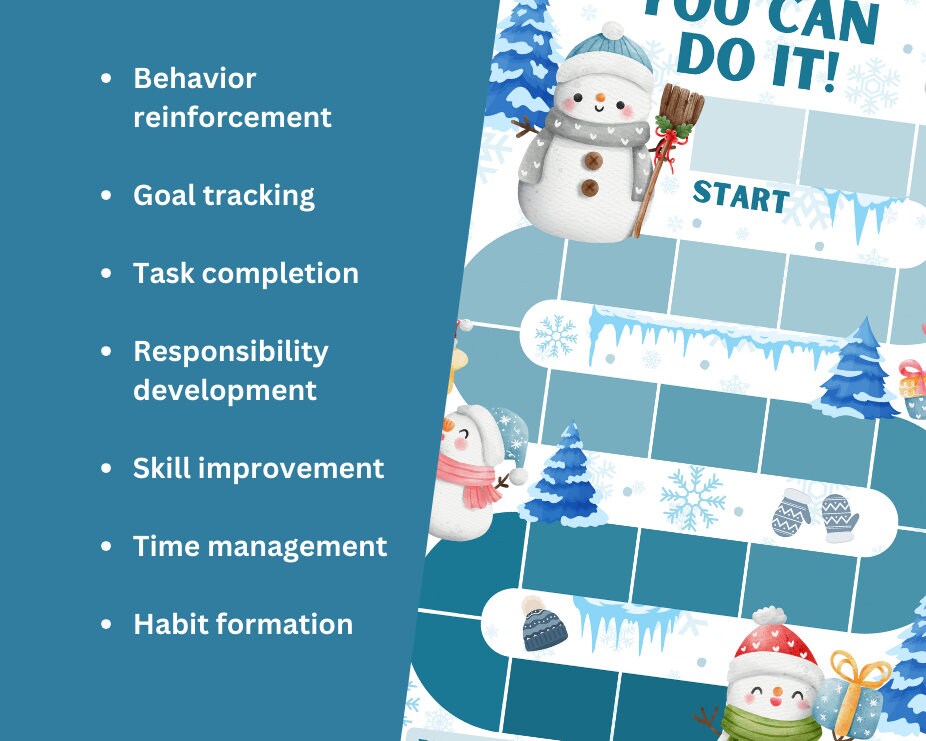 Snowman Reward Chart: Winter Potty Training, Good Behavior (PDF) - Etsy