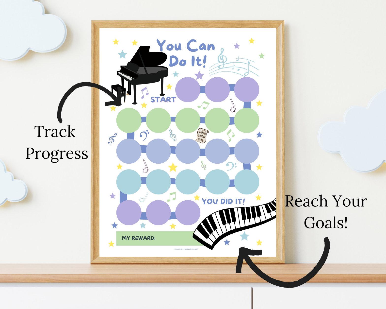Printable Piano Practice Reward Chart: Kids Music Sticker Chart (PDF ...