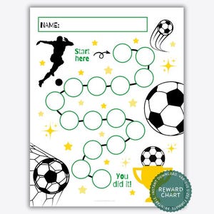 Fußballübungs-Belohnungstabelle, Kinder-Stickertabelle, Verhaltens-Tracker, Fußball-Thema Belohnungstabelle Jungen Sportbelohnungstabelle, Gewohnheit, Ziel, Schule