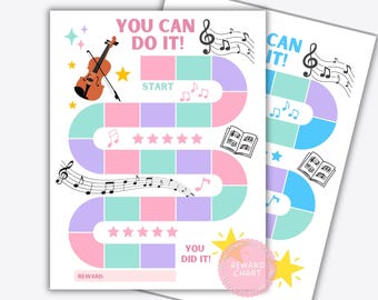 Violin Practice Reward Chart Bundle - Printable Music Sticker Charts for Kids Music Lessons