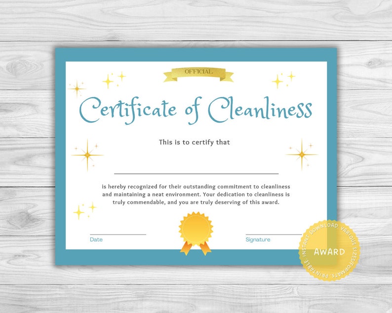 Clean Room Award, Cleanliness Certificate, Tidy Room Award, Kids