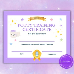 Töpfchen-Zertifikat, Toiletten-Trainer-Diplom, Töpfchen-Training für Kleinkinder, printable digitaler Download, Kinder-Töpfchen-Training PDF