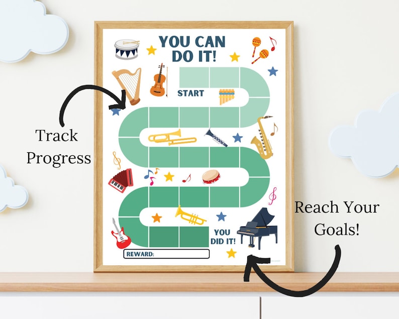 Printable Music Practice Chart, Music Practice Chart, Kids Reward Chart ...