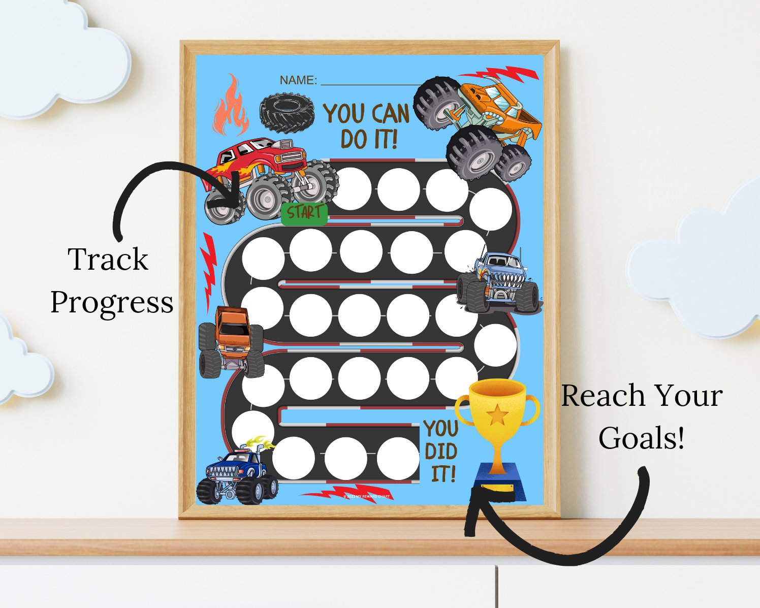 Printable Monster Truck Sticker Chart, Monster Truck Reward Chart, Monster Truck Potty Chart ...