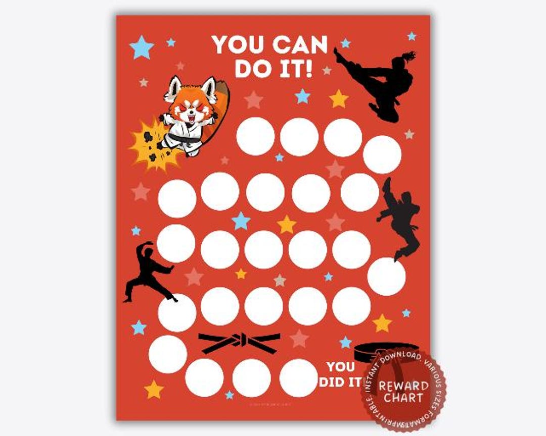 Martial Arts Reward Chart, Sport Reward Chart, Judo Sticker Chart, Jiu