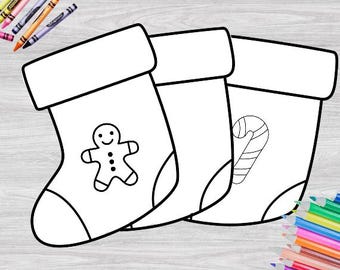 Weihnachtsstrumpf Malseite zum selbst Ausdrucken: Kinder Feiertage (PDF Download)