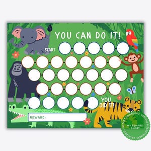 Printable Jungle Animal Reward Chart: Kids&#39; Behavior Tracker (PDF)