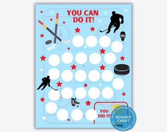 Hockey Reward Chart: Kids Goal Setting, Behavior Tracker (Digital Download)