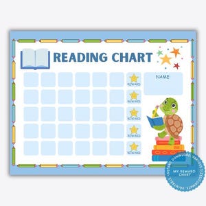 Kids Reading Reward Chart, Book Tracker for Children, Sticker Chart Printable, Homeschool Classroom Tool, Reading Goal Chart