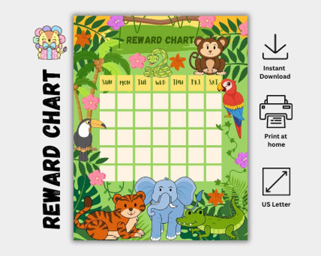 Jungle Reward Chart Printable Reward Chart Potty Training - Etsy