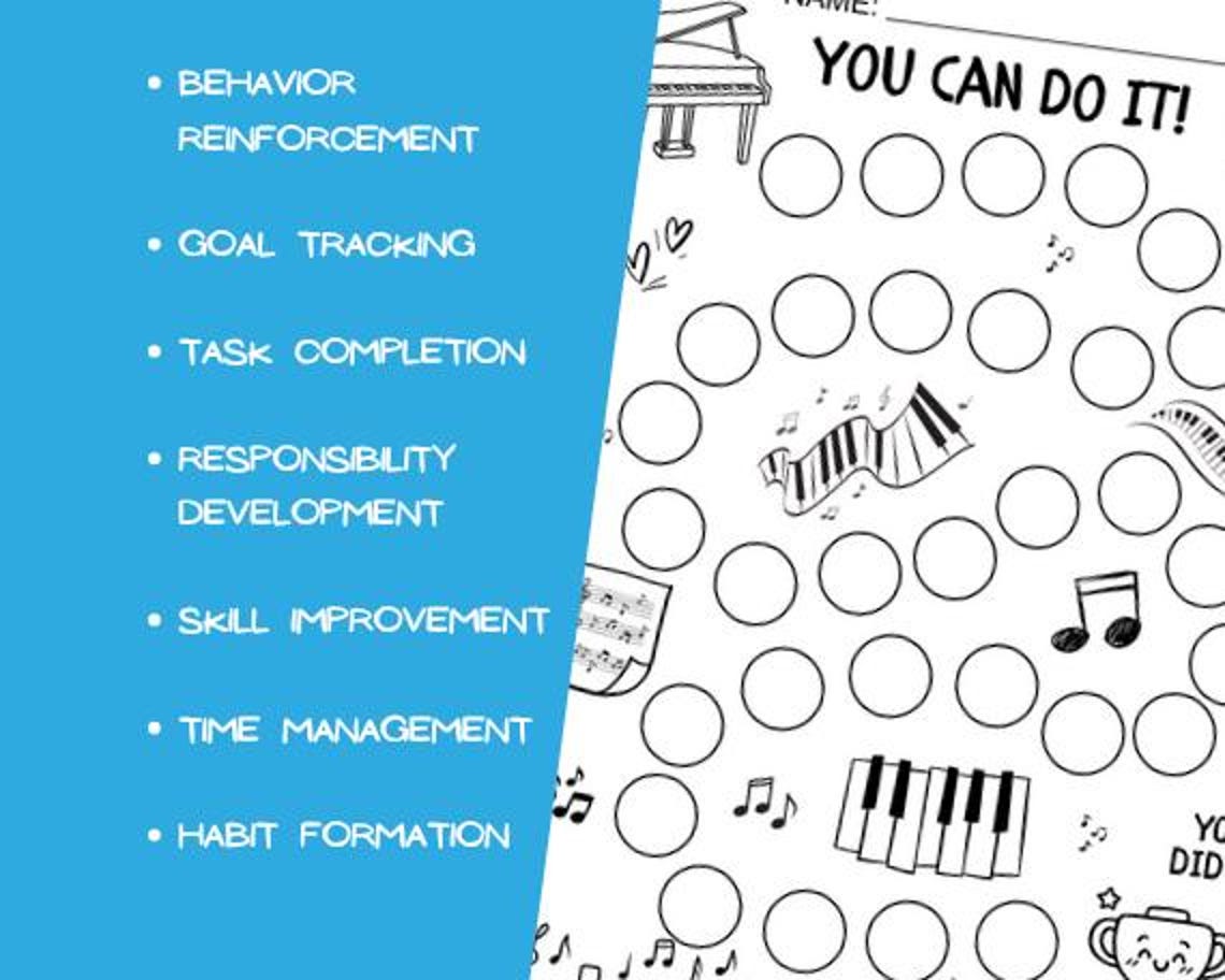 Piano Practice Reward Chart | Printable Music Tracker & Sticker Chart ...