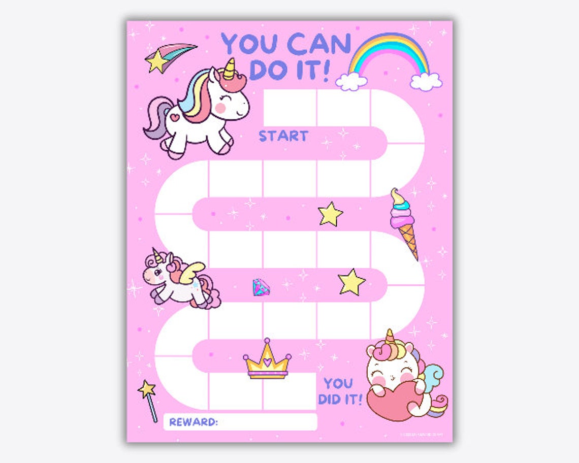 Pink Behavior Tracker Unicorn Reward Chart, Rewards Chart for Girls, Progress Tracker, Pink ...